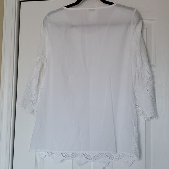 Alessa W white cotton eyelet bell sleeve blouse size 10 - Picture 6 of 6